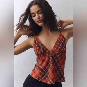 Anthropologie Red Plaid cami